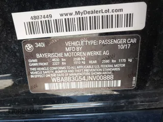 2018 BMW 3 Series 340i z VIN WBA8B3G54JNV00888, wystawiony jako IAAI lot #42062044 z przebiegiem 64 412 mil mil oraz . Historia ofert i sprzedaży dostępna na DreamBid. Obrazek 9.