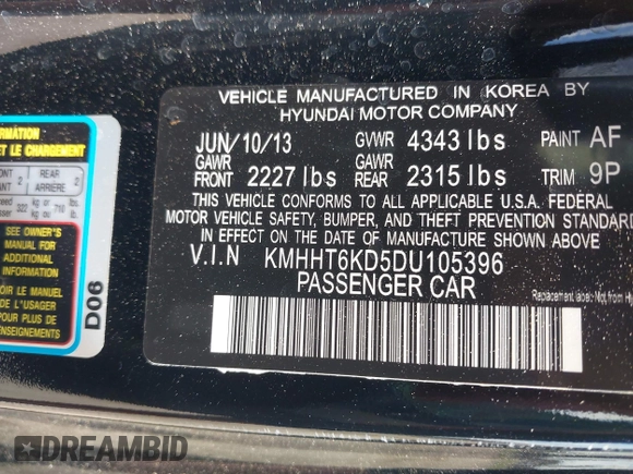 2013 Hyundai Genesis Coupe Premium z VIN KMHHT6KD5DU105396, wystawiony jako IAAI lot #42178264 z przebiegiem 95 548 mil mil oraz . Historia ofert i sprzedaży dostępna na DreamBid. Obrazek 9.