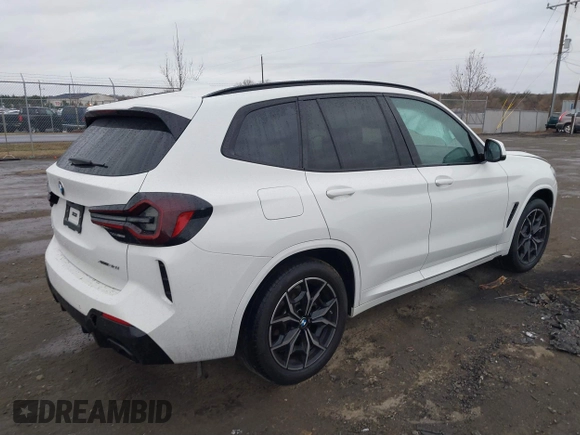 2024 BMW X3 xDrive30i with VIN 5UX53DP00R9W05606, listed as a IAAI auction lot 41730750 with 28,781 mi miles and . Bid and sale history available at DreamBid. Image 4.