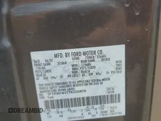 2007 Ford F-150 XLT with VIN 1FTPW14V77KD25879, listed as a Copart auction lot 58498505 with 177,059 mi miles and Salvage title. Bid and sale history available at DreamBid. Image 12.