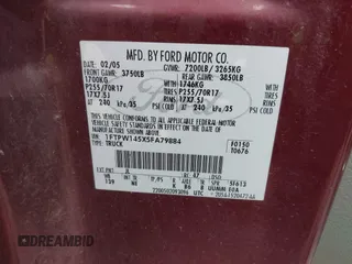 2005 Ford F-150 XLT z VIN 1FTPW145X5FA79884, wystawiony jako IAAI lot #42631899 z przebiegiem 202 964 mil mil oraz . Historia ofert i sprzedaży dostępna na DreamBid. Obrazek 9.