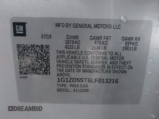 2020 Chevrolet Malibu LT with VIN 1G1ZD5ST6LF013216, listed as a IAAI auction lot 41273308 with 84,042 mi miles and . Bid and sale history available at DreamBid. Image 9.