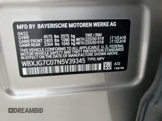 2022 BMW X1 sDrive28i with VIN WBXJG7C07N5V39345, listed as a Copart auction lot 41490005 with 26,894 mi miles and Salvage Title. Bid and sale history available at carsss.com. Image 14.