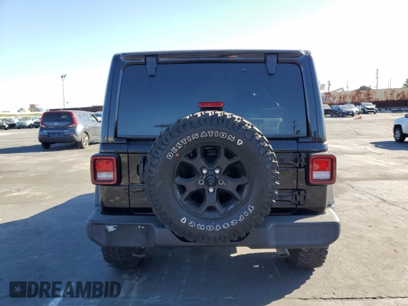 2021 Jeep Wrangler Unlimited Willys with VIN 1C4HJXDGXMW714608, listed as a Copart auction lot 47487375 with 20,260 mi miles and Clean title. Bid and sale history available at DreamBid. Image 6.