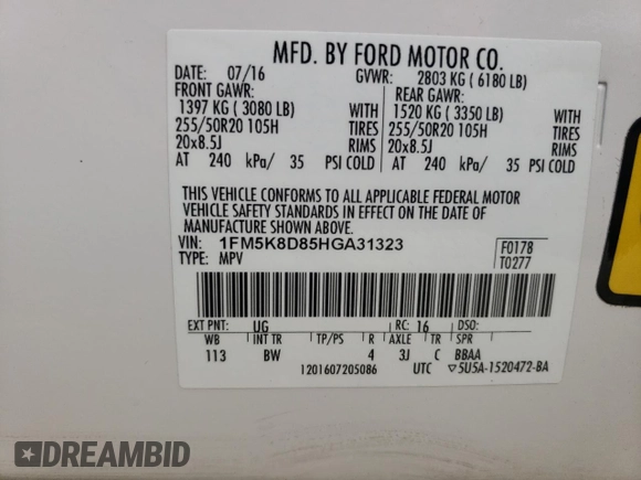 2017 Ford Explorer XLT z VIN 1FM5K8D85HGA31323, wystawiony jako Copart lot #62210725 z przebiegiem 135 643 mil mil oraz Szkoda całkowita • Salvage title. Historia ofert i sprzedaży dostępna na DreamBid. Obrazek 13.