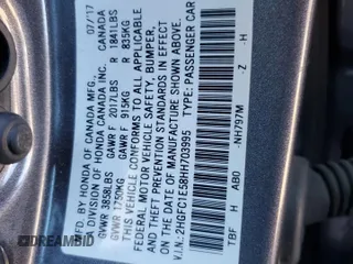 2017 Honda Civic Sedan Si with VIN 2HGFC1E58HH703995, listed as a Copart auction lot 87746465 with 108,227 mi miles and Salvage Title. Bid and sale history available at carsss.com. Image 12.