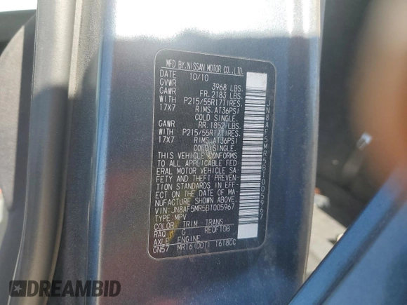 2011 Nissan Juke SL with VIN JN8AF5MR5BT005967, listed as a Copart auction lot 51267165 with 146,575 mi miles and Salvage Title. Bid and sale history available at DreamBid. Image 26.