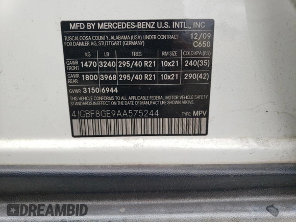 2010 Mercedes-Benz GL-Class GL 550 with VIN 4JGBF8GE9AA575244, listed as a Copart auction lot 72387904 with 82,750 mi miles and Salvage Title. Bid and sale history available at carsss.com. Image 14.