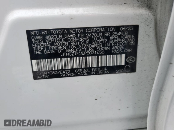 2023 Lexus IS with VIN JTHGZ1E26P5031656, listed as a Copart auction lot 43201725 with 14,955 mi miles and Salvage Title. Bid and sale history available at carsss.com. Image 13.