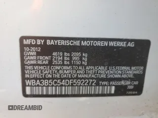 2013 BMW 3 Series 328i xDrive with VIN WBA3B5C54DF592272, listed as a Copart auction lot 43229765 with 134,360 mi miles and Salvage Title. Bid and sale history available at carsss.com. Image 12.