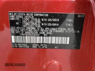 2017 Toyota RAV4 SE z VIN JTMNFREV7HJ130442, wystawiony jako Copart lot #62579955 z przebiegiem 117 519 mil mil oraz Szkoda całkowita • Salvage title. Historia ofert i sprzedaży dostępna na DreamBid. Obrazek 13.