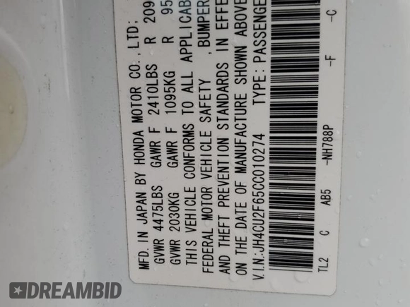2012 Acura TSX Tech Pkg with VIN JH4CU2F65CC010274, listed as a Copart auction lot 43833645 with 124,911 mi miles and Salvage Title. Bid and sale history available at carsss.com. Image 13.