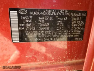 2023 Hyundai Santa Fe SEL with VIN 5NMS34AJ4PH596481, listed as a Copart auction lot 43312605 with 18,037 mi miles and Salvage Title. Bid and sale history available at carsss.com. Image 14.