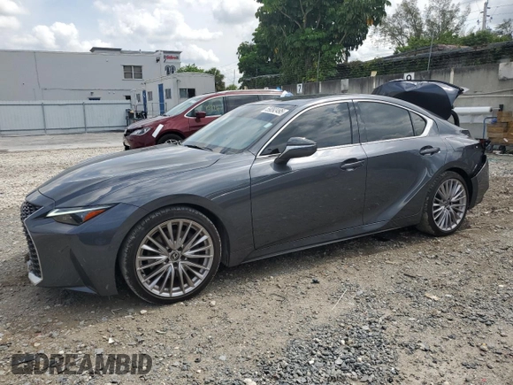 2023 Lexus IS 300 z VIN JTHDA1D28P5128529, wystawiony jako Copart lot #59092495 z przebiegiem 14 706 mil mil oraz Szkoda całkowita • Salvage title. Historia ofert i sprzedaży dostępna na DreamBid. Obrazek 1.