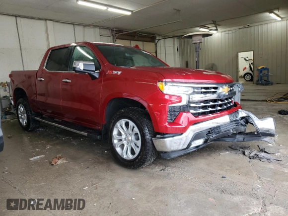 2024 Chevrolet Silverado 1500 LTZ with VIN 1GCUDGED4RZ266348, listed as a Copart auction lot 42705115 with 14,826 mi miles and Salvage Title. Bid and sale history available at DreamBid. Image 4.