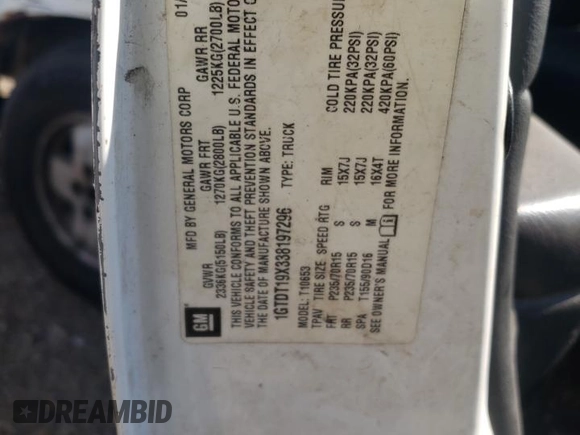 2003 GMC Sonoma SLS z VIN 1GTDT19X338197296, wystawiony jako Copart lot #69642934 z przebiegiem 160 155 mil mil oraz Szkoda całkowita • Salvage title. Historia ofert i sprzedaży dostępna na DreamBid. Obrazek 12.