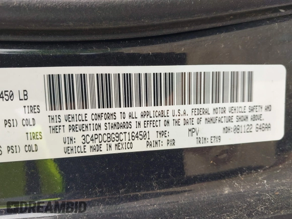 2012 Dodge Journey SXT с VIN 3C4PDCBG9CT164501, выставлен на аукционе IAAI как лот 42421361 с пробегом 146 505 миль миль и . История ставок и продаж доступна на DreamBid. Изображение 9.