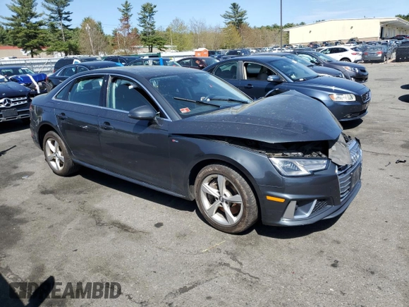 2019 Audi A4 Premium with VIN WAUDNAF43KA027299, listed as a Copart auction lot 55176575 with Not provided miles and Salvage title. Bid and sale history available at DreamBid. Image 4.