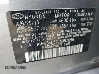 2018 Hyundai Sonata Hybrid Limited with VIN KMHE34L37JA087056, listed as a Copart auction lot 70388523 with 92,778 mi miles. Bid and sale history available at carsss.com. Image 13.