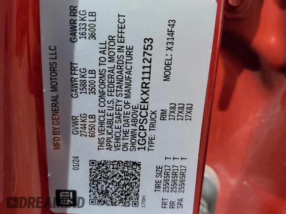 2024 Chevrolet Colorado 2WD LT с VIN 1GCPSCEKXR1112753, выставлен на аукционе Copart как лот 64271685 с пробегом 13 775 миль миль и Списание • Salvage title. История ставок и продаж доступна на DreamBid. Изображение 12.