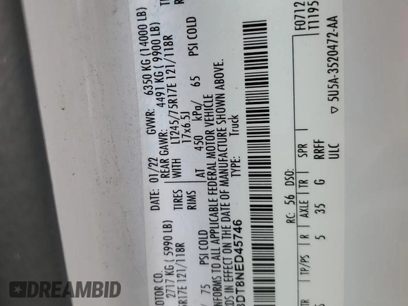 2022 Ford F-350 XL z VIN 1FT8W3DT8NED45746, wystawiony jako Copart lot #53570695 z przebiegiem 143 963 mil mil oraz Szkoda całkowita • Salvage title. Historia ofert i sprzedaży dostępna na DreamBid. Obrazek 12.