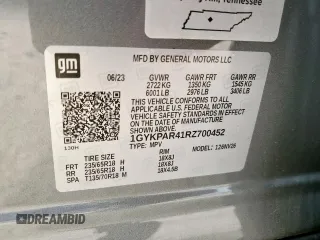 2024 Cadillac XT6 FWD Luxury with VIN 1GYKPAR41RZ700452, listed as a Copart auction lot 57675945 with 27,449 mi miles and Salvage title. Bid and sale history available at DreamBid. Image 13.