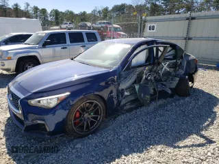 2020 Infiniti Q50 Red Sport 400 with VIN JN1FV7AP9LM630521, listed as a Copart auction lot 45951955 with 25,865 mi miles and Salvage Title. Bid and sale history available at carsss.com. Image 1.