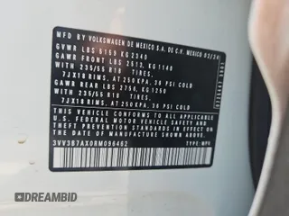 2024 Volkswagen Tiguan SE с VIN 3VV3B7AX0RM096462, выставлен на аукционе IAAI как лот 42844462 с пробегом 33 442 миль миль и . История ставок и продаж доступна на DreamBid. Изображение 16.