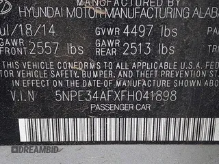 2015 Hyundai Sonata Limited with VIN 5NPE34AFXFH041898, listed as a IAAI auction lot 41929114 with 151,429 mi miles and . Bid and sale history available at carsss.com. Image 9.