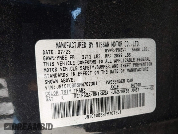 2023 Nissan ARIYA Engage z VIN JN1CF0BB8PM707301, wystawiony jako IAAI lot #41203057 z przebiegiem 8 259 mil mil oraz . Historia ofert i sprzedaży dostępna na DreamBid. Obrazek 9.