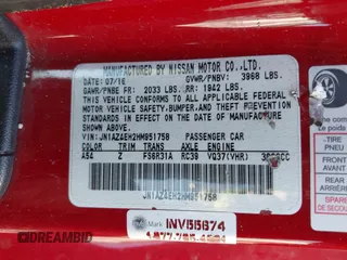 2017 Nissan 370Z with VIN JN1AZ4EH2HM951758, listed as a IAAI auction lot 41812951 with 1 mi miles. Bid and sale history available at carsss.com. Image 9.