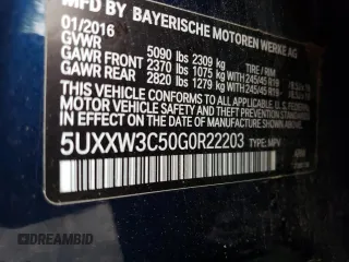 2016 BMW X4 xDrive28i with VIN 5UXXW3C50G0R22203, listed as a Copart auction lot 58575493 with 106,956 mi miles. Bid and sale history available at carsss.com. Image 15.