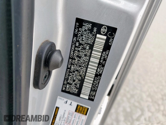 2019 Toyota Prius L Eco z VIN JTDKARFU1K3087896, wystawiony jako Copart lot #58654995 z przebiegiem 41 603 mil mil oraz Szkoda całkowita • Salvage title. Historia ofert i sprzedaży dostępna na DreamBid. Obrazek 12.