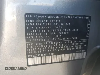 2024 Volkswagen Taos S с VIN 3VV5X7B24RM119349, выставлен на аукционе Copart как лот 54266065 с пробегом 14 162 миль миль и Списание • Salvage title. История ставок и продаж доступна на DreamBid. Изображение 13.
