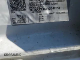 2024 GMC Sierra 1500 SLT with VIN 3GTUUDED3RG344150, listed as a Copart auction lot 56989275 with 15,315 mi miles and Salvage title. Bid and sale history available at DreamBid. Image 12.