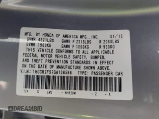 2016 Honda Accord Sport с VIN 1HGCR2F57GA108588, выставлен на аукционе IAAI как лот 42401320 с пробегом 103 734 миль миль и . История ставок и продаж доступна на DreamBid. Изображение 9.