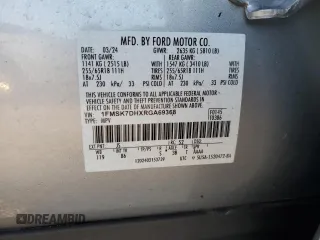 2024 Ford Explorer XLT with VIN 1FMSK7DHXRGA69368, listed as a Copart auction lot 49709375 with 0 mi miles and Non Repairable. Bid and sale history available at carsss.com. Image 14.