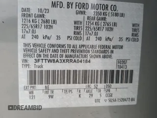 2024 Ford Maverick XL with VIN 3FTTW8A3XRRA04184, listed as a Copart auction lot 52938195 with 21,719 mi miles and Salvage Title. Bid and sale history available at carsss.com. Image 14.