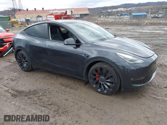 2024 Tesla Model Y Performance with VIN 7SAYGDEF7RF020203, listed as a IAAI auction lot 41639077 with 14,493 mi miles and . Bid and sale history available at DreamBid. Image 1.