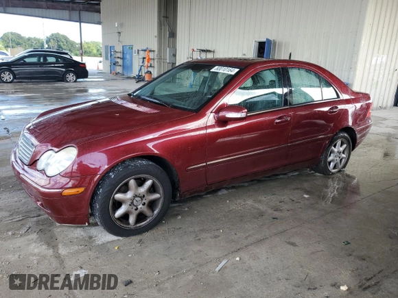 2002 Mercedes-Benz C with VIN WDBRF61JX2E002763, listed as a Copart auction lot 80010164 with 56,332 mi miles and Clean Title. Bid and sale history available at carsss.com. Image 1.