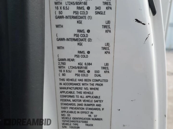 2007 GMC Sierra 1500 with VIN 1GTHC24KX7E575060, listed as a Copart auction lot 74612144 with Not Provided miles and Salvage Title. Bid and sale history available at DreamBid. Image 13.