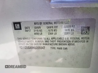 2017 Chevrolet Impala LS with VIN 1G11Z5SA8HU205947, listed as a IAAI auction lot 41826385 with 24,311 mi miles and . Bid and sale history available at DreamBid. Image 9.