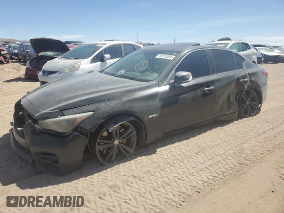 2014 Infiniti Q50 Hybrid Sport with VIN JN1AV7AR5EM700580, listed as a Copart auction lot 42575395 with 152,518 mi miles and Salvage Title. Bid and sale history available at carsss.com. Image 1.