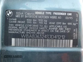 1995 BMW 3 Series 325iC with VIN WBABJ6324SJD41212, listed as a Copart auction lot 44364715 with 179,056 mi miles and Salvage Title. Bid and sale history available at carsss.com. Image 14.