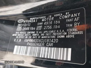 2012 Hyundai Genesis 3.8L z VIN KMHGC4DDXCU181420, wystawiony jako IAAI lot #42231906 z przebiegiem 219 714 mil mil oraz . Historia ofert i sprzedaży dostępna na DreamBid. Obrazek 9.