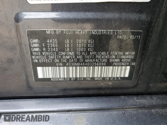 2011 Subaru Legacy 2.5i z VIN 4S3BMBA64B3256090, wystawiony jako Copart lot #52634725 z przebiegiem 142 403 mil mil oraz Szkoda całkowita • Salvage title. Historia ofert i sprzedaży dostępna na DreamBid. Obrazek 14.