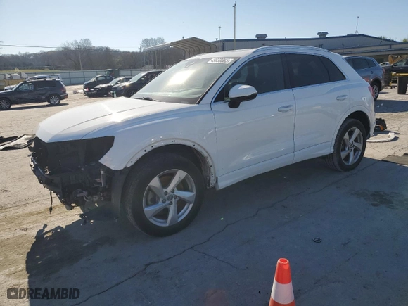 2021 Audi Q3 Premium with VIN WA1AUCF3XM1092773, listed as a Copart auction lot 49658385 with 72,572 mi miles and Salvage Title. Bid and sale history available at carsss.com. Image 1.