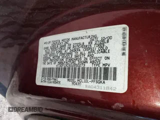 2001 Toyota Sienna LE with VIN 4T3ZF13C91U350273, listed as a IAAI auction lot 41880749 with 289,542 mi miles. Bid and sale history available at carsss.com. Image 9.