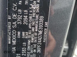 2021 Kia Forte LXS with VIN 3KPF24AD7ME393389, listed as a Copart auction lot 44128705 with 22,397 mi miles and Salvage title. Bid and sale history available at DreamBid. Image 14.
