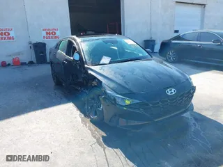 2023 Hyundai Elantra Hybrid Blue with VIN KMHLM4AJ5PU043926, listed as a IAAI auction lot 41602067 with 21,303 mi miles. Bid and sale history available at carsss.com. Image 1.